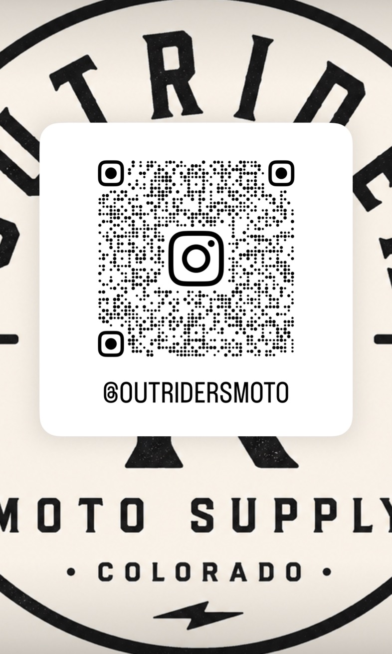 QR code linking to the Outrider Moto Supply Instagram page